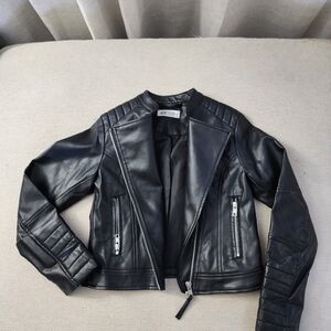 H&M Sleek Black Faux Leather Jacket for Girl